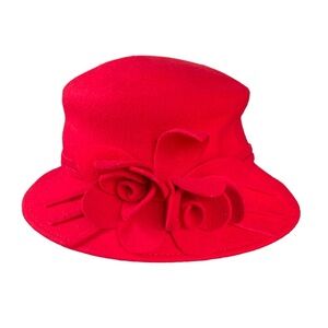Vintage Hat With Flower In The Side 100% Wool